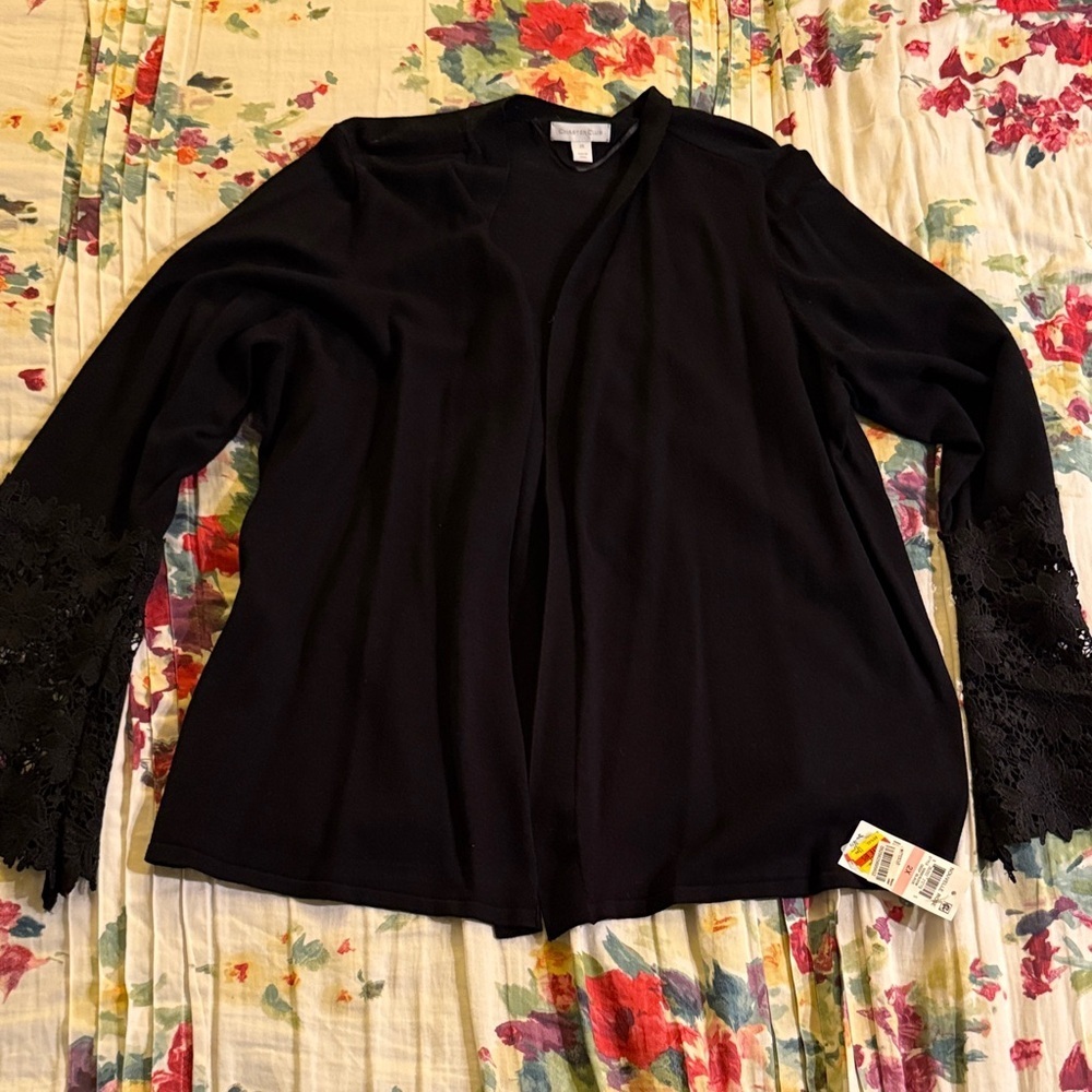 Charter Club Black Lace Sleeve Blouse